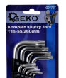 Zestaw 9szt kluczy torx T15 - T55 260mm firmy Geko
