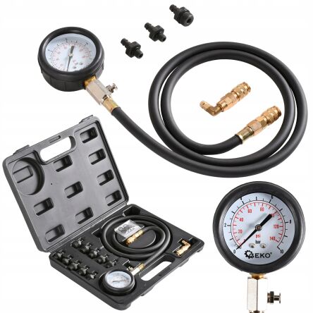 Tester próbnik manometr miernik ciśnienia oleju + adaptery firmy GEKO G02507