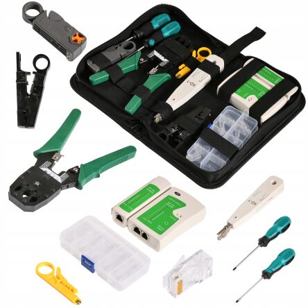 Zestaw narzędzi sieciowych rj45 tester zaciskarka firmy GEKO G30840