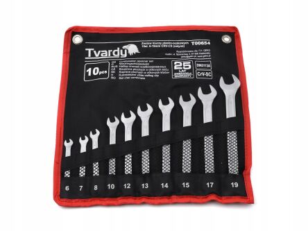 Klucze płaskie płasko oczkowe 6-19mm 10szt crv-cs firmy TVARDY T00654