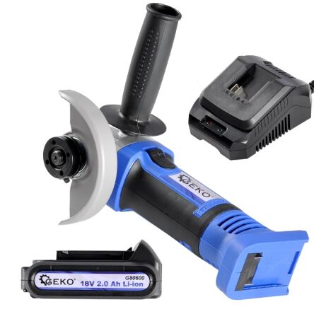 Szlifierka kątowa akumulatorowa 115mm 18V bezprzewodowa diax bateria 2Ah i ładowarka w zestawie firmy GEKO Z SERII OnePower