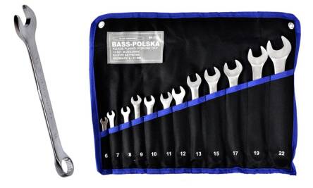 Zestaw 12szt kluczy płasko-oczkowych 6-22mm w płachcie firmy Bass Polska