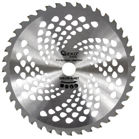 Tarcza widiowa do podkaszarki spalinowej nóż ostrze piła tarczowa widiowa tarcza tnąca do kosy spalinowej 255mm x 25,4mm x 60T firmy Geko