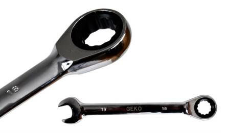 Klucz płasko-oczkowy z grzechotką 15mm firmy Geko