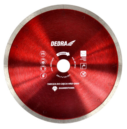 Cienka tarcza diamentowa hrd do bardzo twardych materiałów do gresu glazury marmuru klinkieru kamienia 230mm x 7 x 1,8 x 22,2mm firmy Dedra