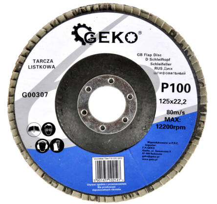 Tarcza listkowa do szlifowania 125mm tarcza lamelkowa - lamelka granulacja P100 firmy Geko