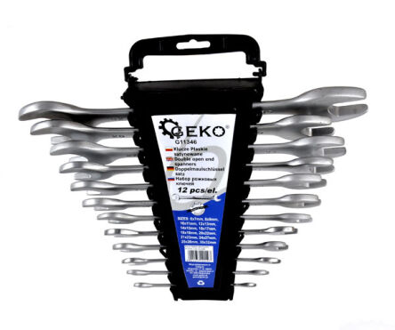 Zestaw 12 kluczy płaskich 6-32mm Geko.