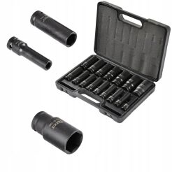 Zestaw nasadek udarowych długich 1/2" 10-32mm nasadki klucze 16szt