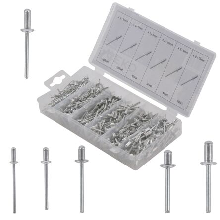 Zestaw nitów zrywalnych 400el 2,4 - 4,8mm nity zrywalne aluminiowe komplet 400szt firmy GEKO