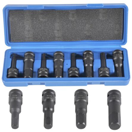 Zestaw kluczy udarowych nasadki hex 8szt h5-h19 firmy GEKO G10525