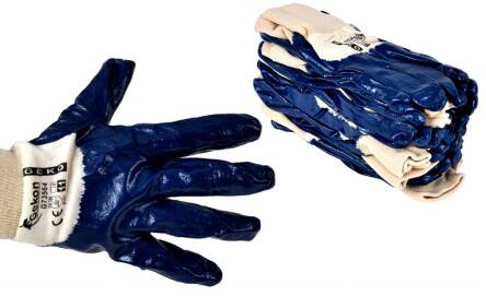 Zestaw 12 par rękawic ochronnych roboczych pokrytych nitrylem firmy Geko