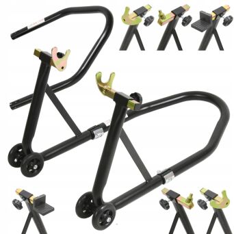 Stojak motocyklowy 340kg tył przód combo 3 komplety adapterów
