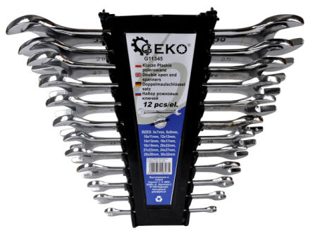 Klucze płasko oczkowe 6-32mm 12szt firmy Geko