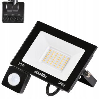 Lampa led z czujnikiem ruchu naświetlacz ciepły 30w 2700k