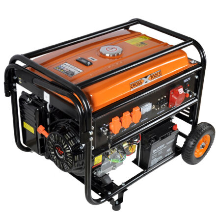 Generator prądu 7200W 7,2kW / 400V agregat prądotwórczy 4,5kW 4500W / 230V 4-suw generator prądu z wbudowanym modułem prostownikowym 12V wyposażony w stabilizator napięcia AVR i miedziane uzwojenie prądnicy firmy Cross Tools