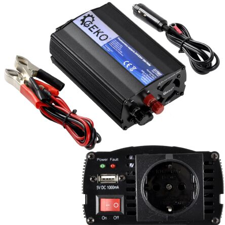 Przetwornica samochodowa 24v 230v 500w/1000w usb firmy Geko G17005
