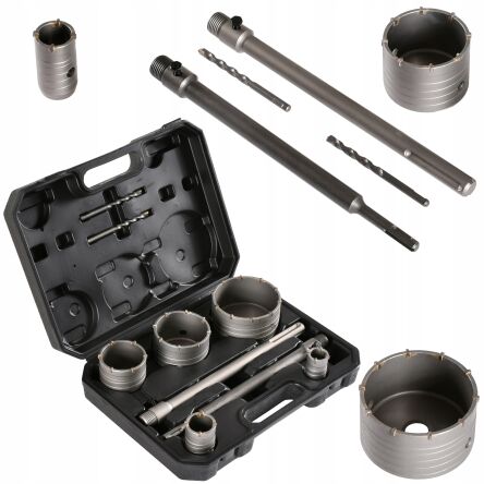 Zestaw otwornic z widią do betonu 9el 30-100mm otwornica koronka firmy GEKO G39981