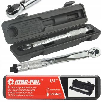 Klucz dynamometryczny 1/4" 5-25nm z blokadą