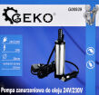 Pompa zatapialna do spuszczania paliwa oleju ropy wody 24V / 230V uniwersalna pompka do oleju mini cpn 24V 15l/min 38mm firmy GEKO
