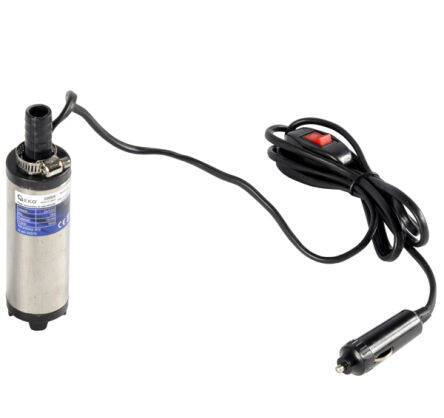 Pompa zatapialna do spuszczania paliwa oleju ropy wody 24V / 230V uniwersalna pompka do oleju mini cpn 24V 15l/min 38mm firmy GEKO